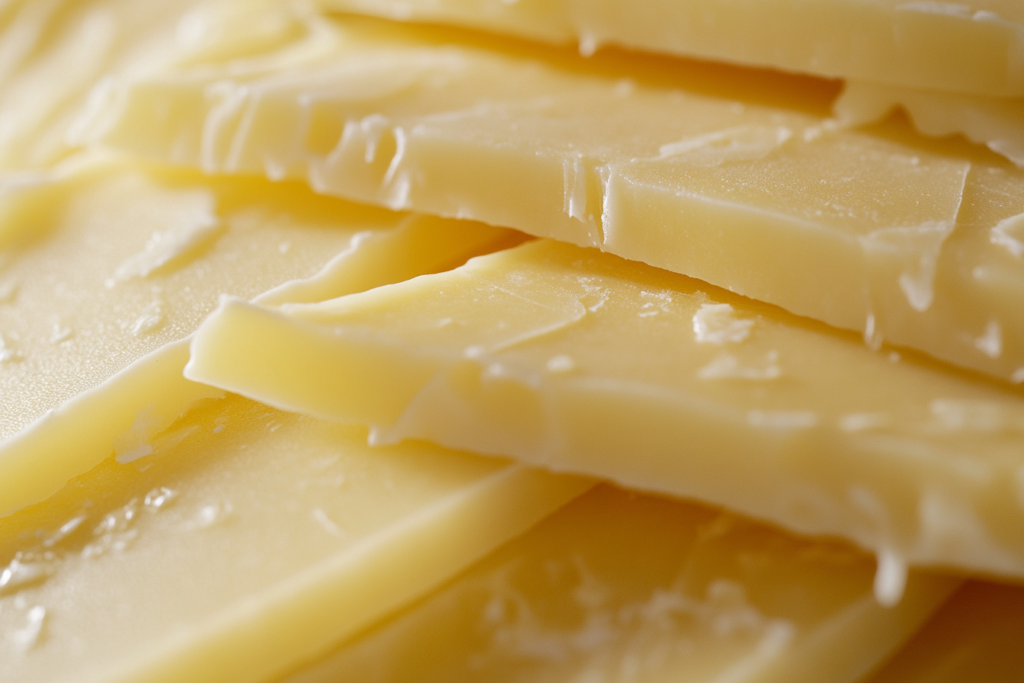 Sliced mild cheddar cheese.