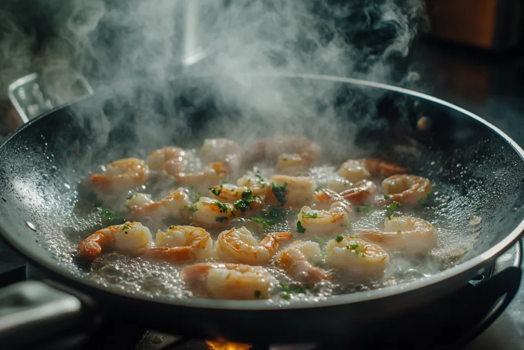 Stir-frying Tiger Shrimp with Garlic