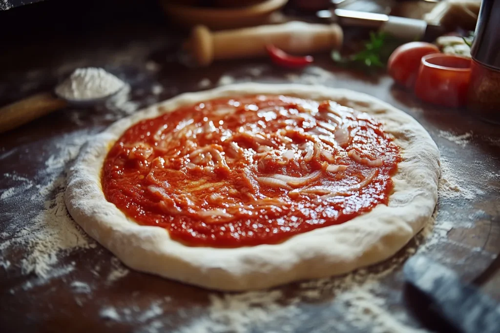 Step-by-step preparation of a 12 inch pizza dough
