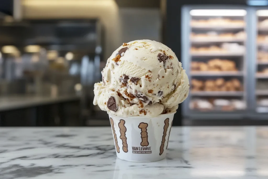 Van Leeuwen's Not Fried Chicken Ice Cream pint on a countertop.
