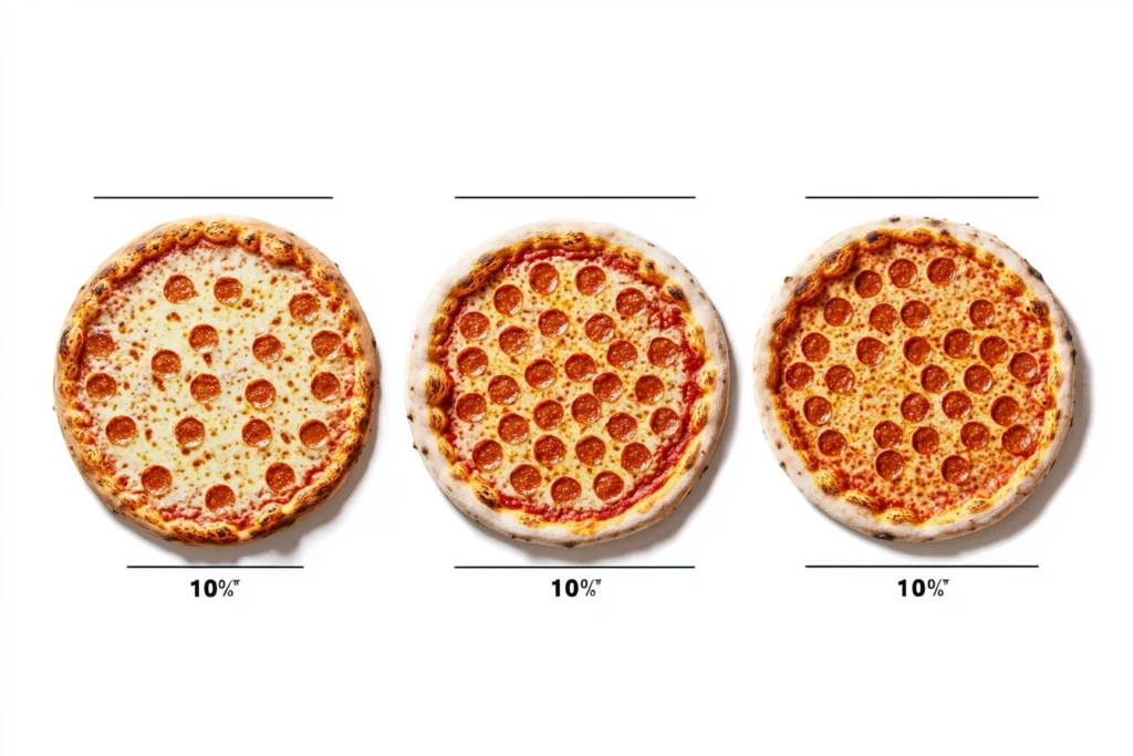 Comparison of small, medium, and large pizza sizes
