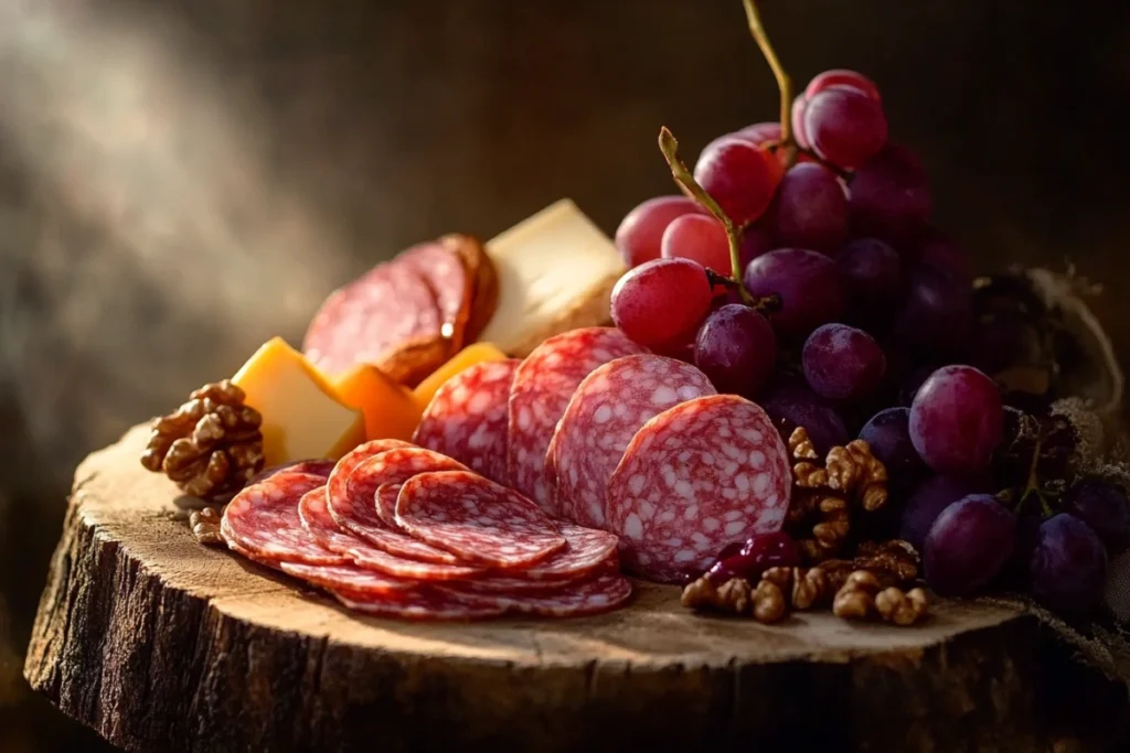 Turkey-based salami charcuterie board
