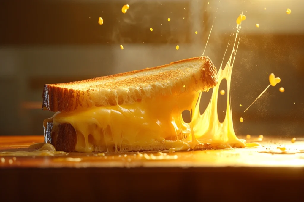 Grilled cheese sandwich made with Longhorn cheese, melted to perfection.
