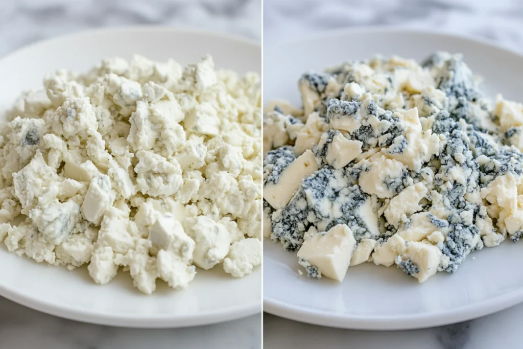 Fresh vs. spoiled blue cheese crumbles